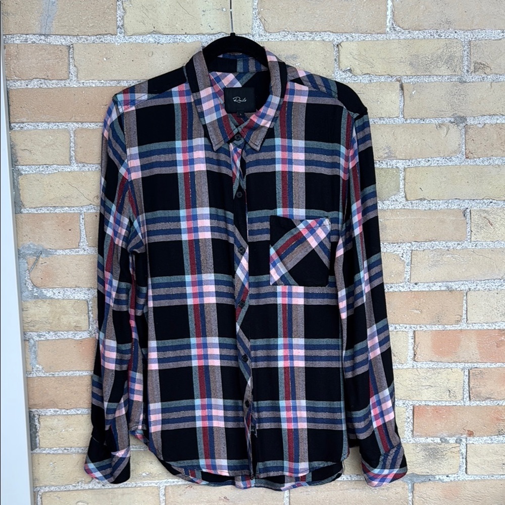 Rails Plaid Black and Pink Flannel Shirt